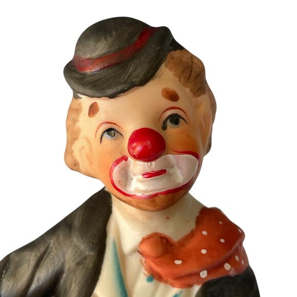 Albert E Price Clown Sitting On Globe Vintage 1980 Sad Hobo Porcelain Figurine - Picture 15 of 15